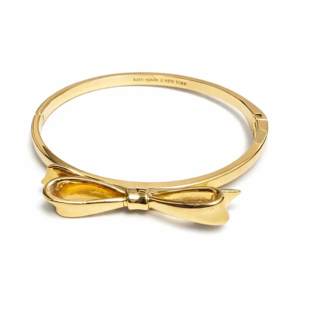 kate spade gold bow bangle bracelet - polished bow detail - Picture 2 of 5